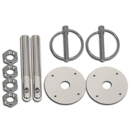 For CHEVY FORD ALUMINUM HOOD PIN KIT FLIP-OVER STYLE - SILVER