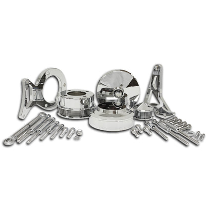 FOR 1979-93 FORD MUSTANG 5.0 ALUMINUM SERPENTINE PULLEY & BRACKET KIT CHROME