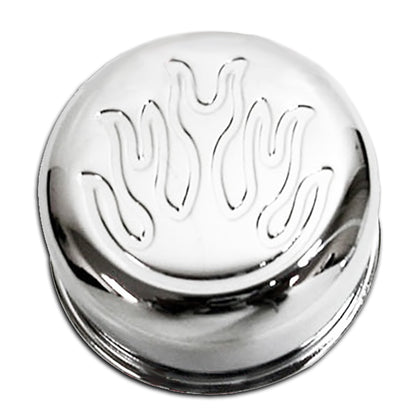 For Chevy Ford Chrome Steel Breather - Flamed