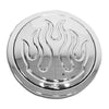 BILLET ALUMINUM STEERING WHEEL HORN BUTTON FLAMED EXPOSED HOLES - CHROME