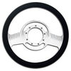 BILLET ALUMINUM 14" STEERING WHEEL W/HALF WRAP GENUINE LEATHER 5507 - CHROME