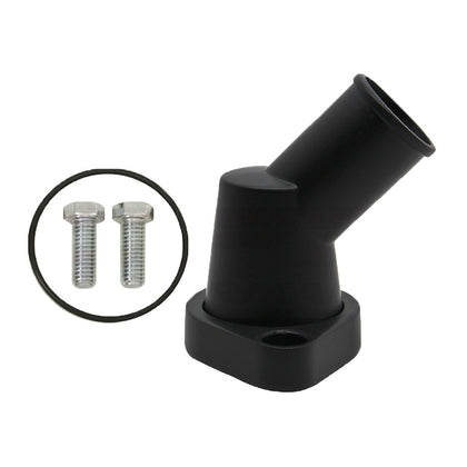 For Chevy SMALL BLOCK-BIG BLOCK ALUMINUM 45 DEGREE SWIVEL WATER NECK - BLACK