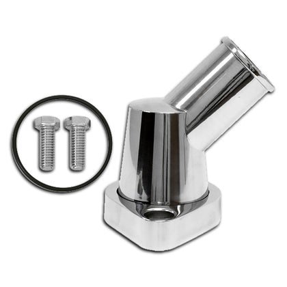 For Chevy Small Block Big Block Aluminum 45 Degree Swivel Water Neck - Polished