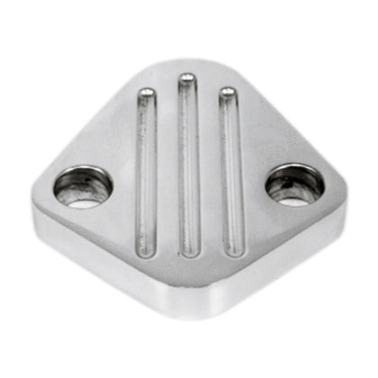 Fuel Pump Block Off Plate Ball Milled Polished Aluminum For Chevy BBC Ford SB BB