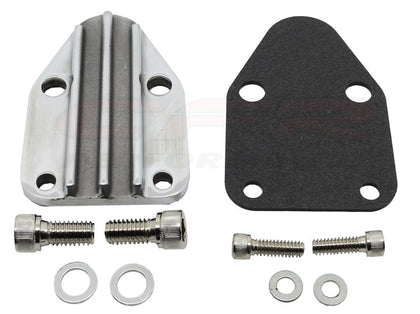 Finned Zinc Alloy Fuel Pump Block Off Plate Fits Chevy SBC 283 302 305 307 327