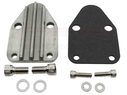 Finned Zinc Alloy Unfinished Fuel Pump Block Off Plate For Chevy Small Block SBC