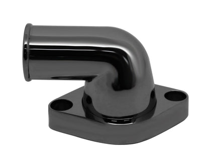 For Chevy SMALL BLOCK-BIG BLOCK ALUMINUM 90 DEGREE SWIVEL WATER NECK - BLACK CHROME