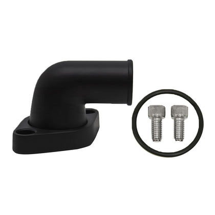 For Chevy SMALL BLOCK-BIG BLOCK ALUMINUM 90 DEGREE SWIVEL WATER NECK - BLACK