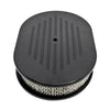 CHEVY-FORD 12" OVAL BLACK ALUMINUM AIR CLEANER - BALL MILLED
