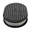 ALUMINUM 12" OVAL AIR CLEANER PAPER FILTER POLISHED FINNED - BLACK