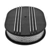 ALUMINUM 12" OVAL AIR CLEANER PAPER FILTER POLISHED PARTIAL FINNED - BLACK