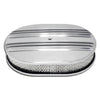 For Chevy Ford 12" Oval Polished Aluminum Air Cleaner - Partial Finned
