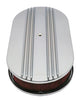 CHEVY-FORD ALUMINUM 15" OVAL AIR CLEANER PAPER FILTER PARTIAL FINNED - CHROME