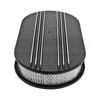 ALUMINUM 15" OVAL AIR CLEANER PAPER FILTER POLISHED PARTIAL FINNED - BLACK