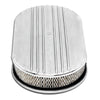 ALUMINUM 15" OVAL AIR CLEANER PAPER FILTER PARTIAL FINNED - POLISHED