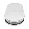 ALUMINUM 19" OVAL DUAL QUAD AIR CLEANER PAPER FILTER SMOOTH - POLISHED