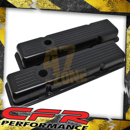 Short Ball Milled Black Valve Covers For 58-86 Chevy SB 283 305 327 350 400