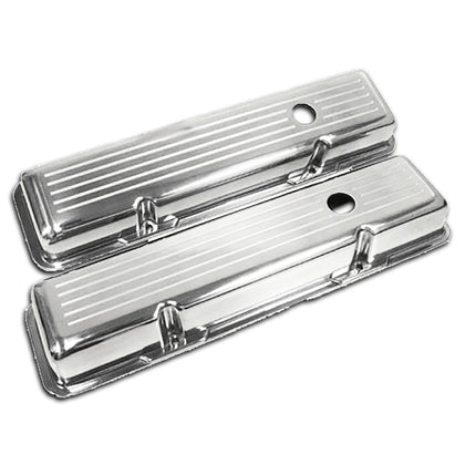 ALUMINUM For CHEVY SB 283-350 SHORT VALVE COVERS BALL MILLED - POLISHED