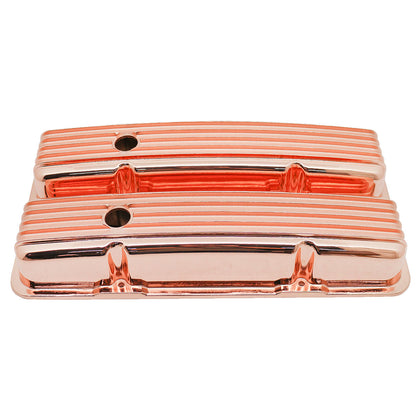 For 1958-86 Chevy SB Small Block Short Aluminum Valve Covers Full Finned Copper