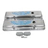 FOR 1958-86 CHEVY SMALL BLOCK SHORT POLISHED ALUMINUM VALVE COVERS BLUE V8 LOGO