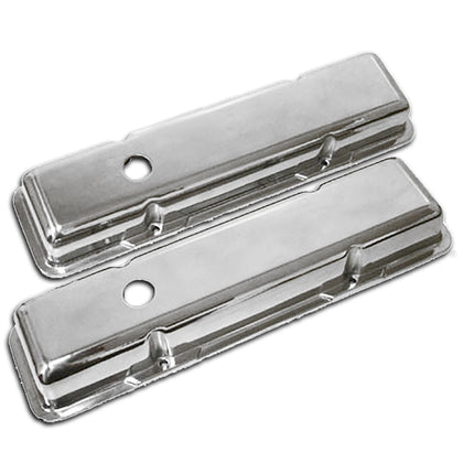 FOR 1958-86 CHEVY SMALL BLOCK SHORT POLISHED ALUMINUM VALVE COVERS SMOOTH