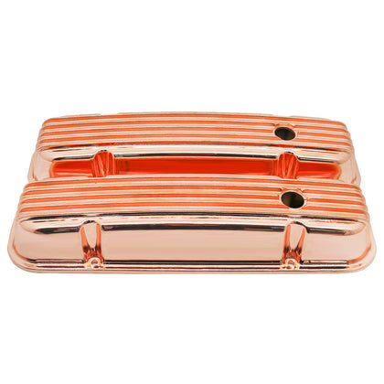PONTIAC 326-455 ALUMINUM VALVE COVERS - FINNED - COPPER