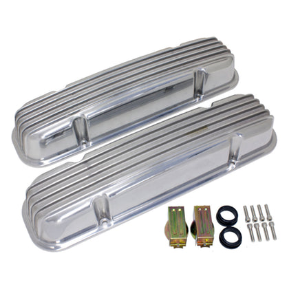 Valve Covers For Pontiac 326 455 Polished Aluminum Holeless Full Finned