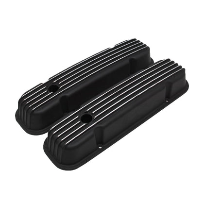 Valve Covers For Pontiac 326 455 Engines Black Aluminum With Polished Fins