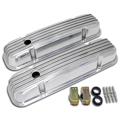 For Pontiac 326-455 Polished Aluminum Valve Covers - Finned