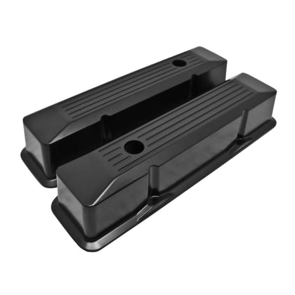 Recessed Ball Milled Aluminum Black Valve Covers For Chevy SB 283 305 327 350