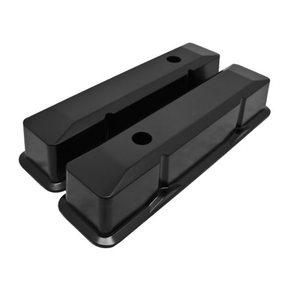 For 1958-86 Chevy Small Block Tall Black Aluminum Recessed Valve Covers Smooth