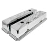 FOR 1958-86 CHEVY SMALL BLOCK TALL CHROME ALUMINUM RECESSED VALVE COVERS FLAMED