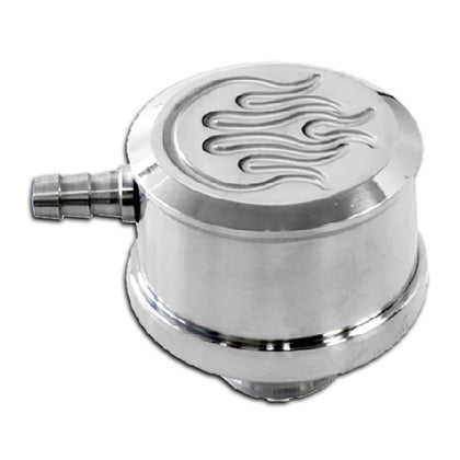 For Chevy Ford Polished Billet Aluminum Breather W/ Pcv - Flamed