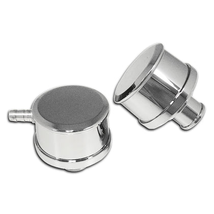 For Chevy Ford Polished Billet Aluminum Breather Set W/ Pcv - Smooth