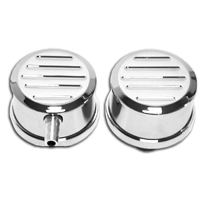 For Chevy Ford Polished Billet Aluminum Breather Set W/ Pcv - Ball Milled