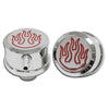 BILLET ALUMINUM ROUND PUSH IN BREATHER PCV SET RED FLAMED - CHROME