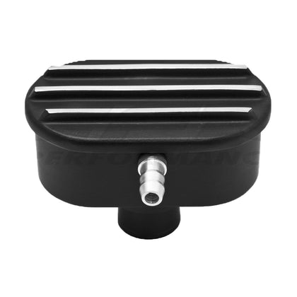 For Chevy Ford Aluminum Breather Pcv Valve Polished Finned - Black