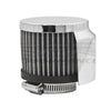 STEEL COTTON FILTER BREATHER CLAMP ON FOR 1 1/2" TUBES W/SHIELD - CHROME