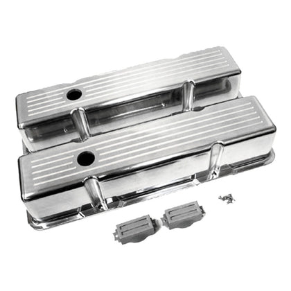 FOR 1958-1986 CHEVY SMALL BLOCK TALL POLISHED ALUMINUM VALVE COVERS BALL MILLED