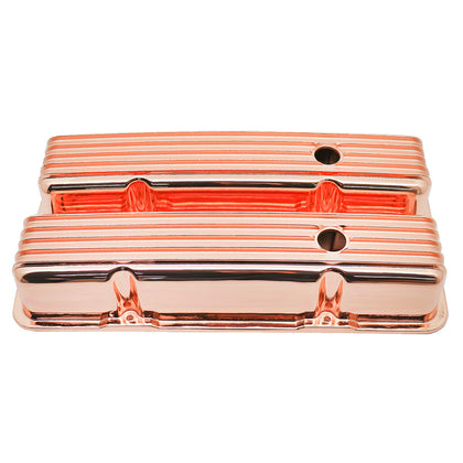 FOR 1958-1986 CHEVY SMALL BLOCK TALL ALUMINUM VALVE COVERS FULL FINNED COPPER