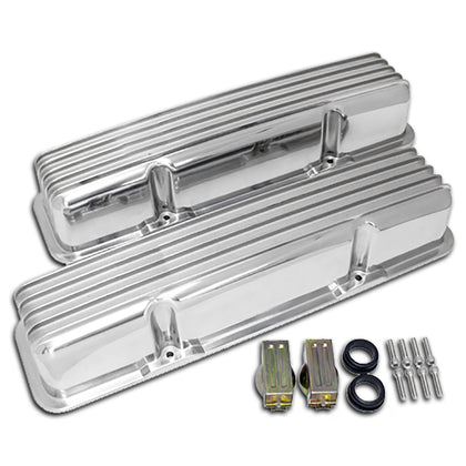 ALUMINUM For 58-86 CHEVY SB 283-400 TALL VALVE COVERS FINNED POLISHED W/O HOLES