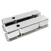 For 1958-86 Chevy Small Block Tall Chrome Aluminum Valve Covers - Smooth
