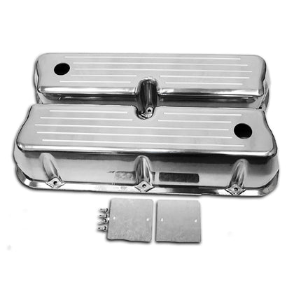 For 62-85 Ford Small Block 5.0L Tall Polished Al Valve Covers - Ball Milled