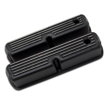 For 62-85 Ford 289 302 351W 5.0 Tall Valve Covers Polished Finned Black Aluminu
