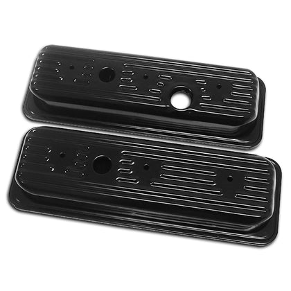 For 1985-93 Chevy/Gmc 4.3L V6 Center Bolt Steel Valve Covers - Black