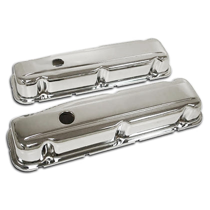 For 1968-81 Buick Small Block 350 Short Steel Valve Covers - Chrome