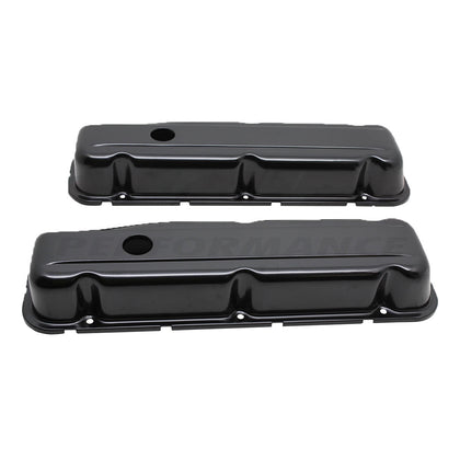 Short Style Valve Covers Black Steel Fits 68-81 Buick Small Block 350 V8