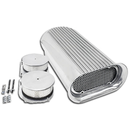 Hood Scoop Singe Or Dual 4 Barrel Hilborn Style Finned Polished Aluminum