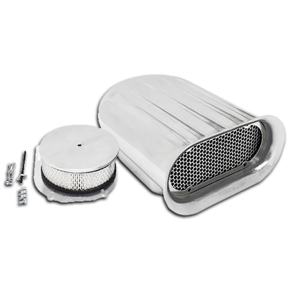 Hilborn Style Single 4 Barrel Hood Scoop 5 Finned Polished Aluminum