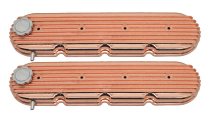 FOR CHEVY GM LS ENGINES RETRO FINNED VALVE COVERS ALUMINUM COPPER FINISH